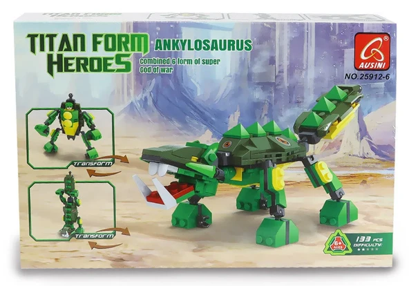 YUMURCAK TOYZ Ausini Titan Form Heroes-6 Ankylosaurus 133 Parça Kız Erkek Çocuk Oyuncak Eğitici Oyuncaklar ürün görseli 1