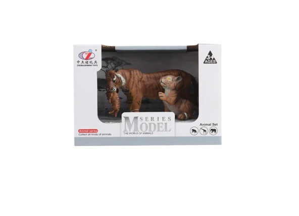 YUMURCAK TOYZ Kutulu Model Figür Hayvan Yavrulu Kahverengi Kaplan Kız Erkek Çocuk Oyuncak Eğitici Oyuncaklar ürün görseli 1