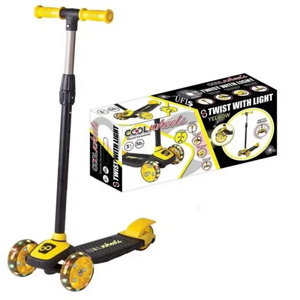 YUMURCAK TOYZ Cool Wheels Twist Led Işıklı 3 Tekerlekli Scooter Sarı Kız Erkek Çocuk Oyuncak Eğitici Oyuncaklar ürün görseli 1