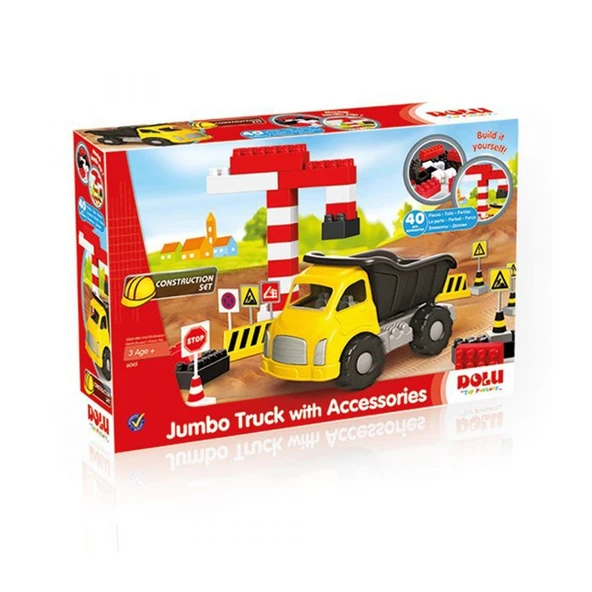 YUMURCAK TOYZ 6045 Dolu, Jumbo Kamyon Trafik Seti ve Bloklar Kız Erkek Çocuk Oyuncak Eğitici Oyuncaklar ürün görseli 1