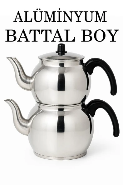 Alüminyum Küre Çaydanlık Battal Boy Siyah Kulp ürün görseli 1