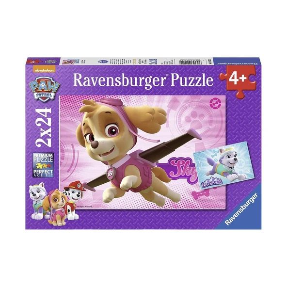 YUMURCAK TOYZ 91522 Paw Patrol Skye ve Everest 2x24 parça Ravensburger Puzzle Kız Erkek Çocuk Oyuncak Eğitici Oyun ürün görseli 1
