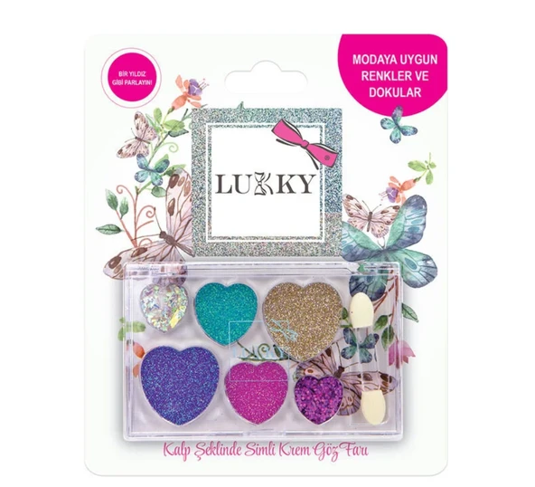 YUMURCAK TOYZ Lukky 6 lı Kalp Şeklinde Simli Krem Göz Farı Seti Kız Erkek Çocuk Oyuncak Eğitici Oyuncaklar ürün görseli 1