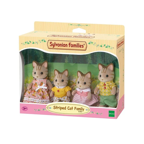 YUMURCAK TOYZ 5180 Sylvanian Families, Çizgili Kedi Ailesi, +3 yaş Kız Erkek Çocuk Oyuncak Eğitici Oyuncaklar ürün görseli 1
