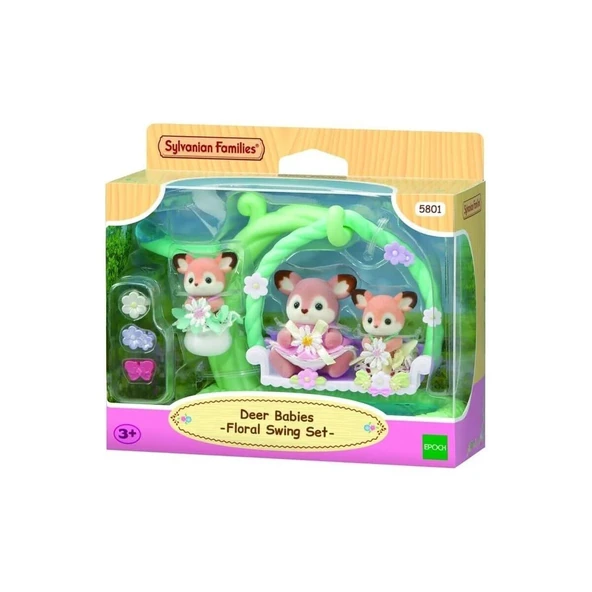 YUMURCAK TOYZ 5801 Sylvanian Families Geyik Bebekler ve Çiçekli Salıncak Seti +3 yaş Kız Erkek Çocuk Oyuncak Eğiti ürün görseli 1