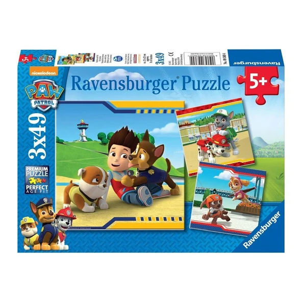 YUMURCAK TOYZ 93694 Paw Patrol 3x49 parça Ravensburger Puzzle Kız Erkek Çocuk Oyuncak Eğitici Oyuncaklar ürün görseli 1