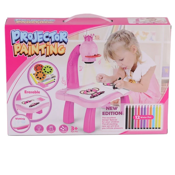 YUMURCAK TOYZ YM6776 Kutulu interaktif projector Resim Boyama Kız Erkek Çocuk Oyuncak Eğitici Oyuncaklar ürün görseli 1