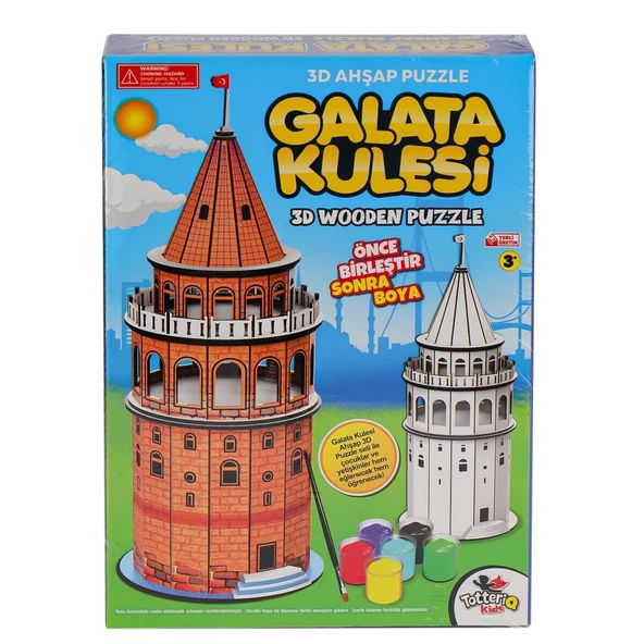 YUMURCAK TOYZ 8210 Galata Kulesi Ahşap 3D Puzzle Kız Erkek Çocuk Oyuncak Eğitici Oyuncaklar ürün görseli 1
