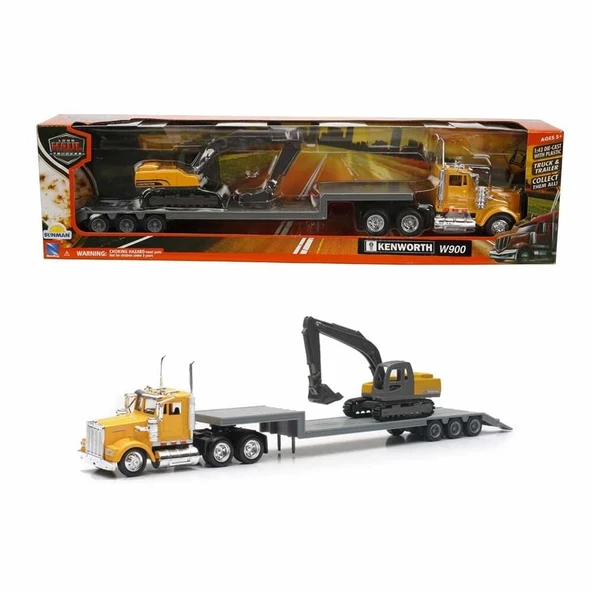 YUMURCAK TOYZ 1:43 Long Haul Kenworth Taşıyıcı Tır ve Ekskavatör Kız Erkek Çocuk Oyuncak Eğitici Oyuncaklar ürün görseli 1