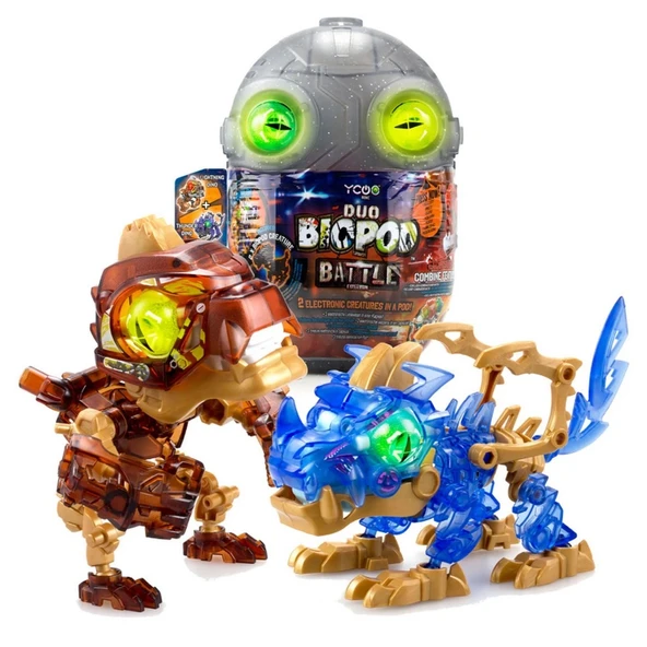 YUMURCAK TOYZ Biopod Battle İkili Dinazor Robot Kız Erkek Çocuk Oyuncak Eğitici Oyuncaklar ürün görseli 1