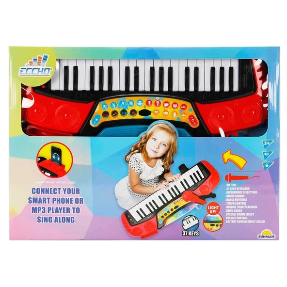 YUMURCAK TOYZ Müzikli ve Işıklı Mikrofonlu Elektronik Tabureli Org - S00004382 Kız Erkek Çocuk Oyuncak Eğitici Oyu ürün görseli 1
