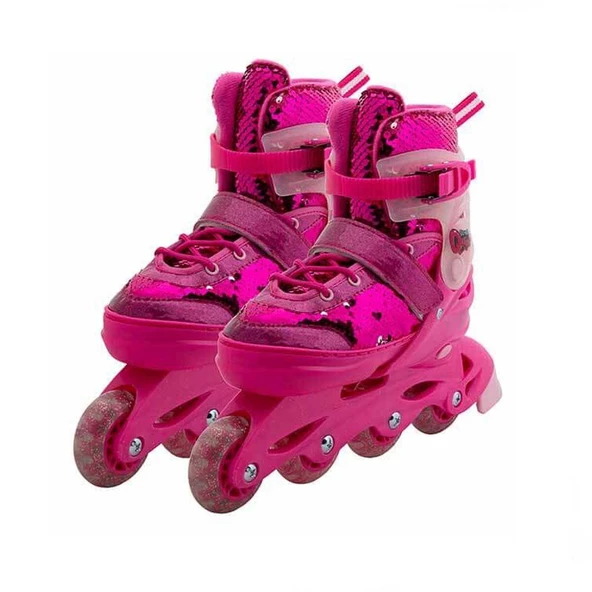 YUMURCAK TOYZ Rising Sports Inline 4 Teker Paten Pembe Payetli Kız Erkek Çocuk Oyuncak Eğitici Oyuncaklar ürün görseli 1