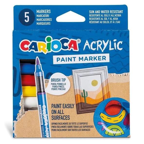 YUMURCAK TOYZ Carioca Akrilik Paint Marker Su Bazlı Fırça Uçlu 5'li Kız Erkek Çocuk Oyuncak Eğitici Oyuncaklar ürün görseli 1