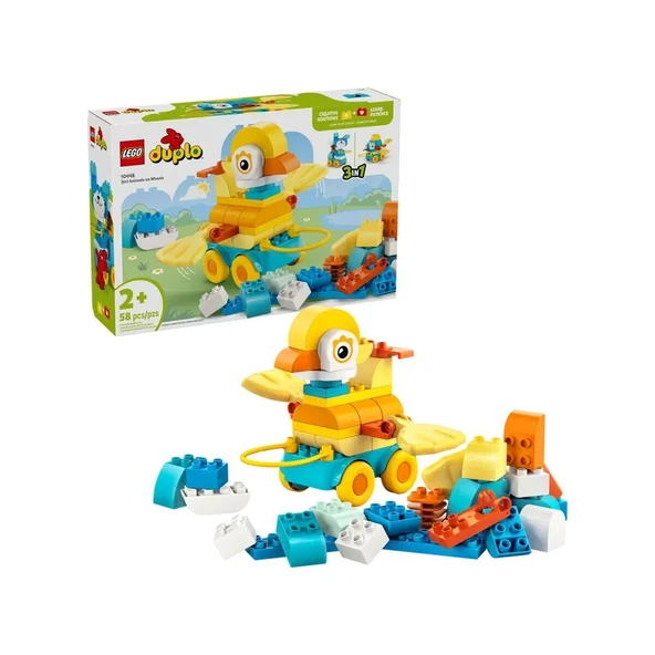 YUMURCAK TOYZ 10448 Lego Duplo 3'ü1 Arada Tekerlekli Hayvanlar 58 parça +2 yaş Kız Erkek Çocuk Oyuncak Eğitici Oyu ürün görseli 1