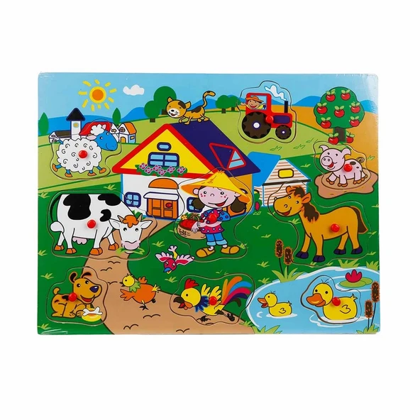 YUMURCAK TOYZ Tahta Raptiyeli Bultak Çiftlik Puzzle 9 Parça Kız Erkek Çocuk Oyuncak Eğitici Oyuncaklar ürün görseli 1