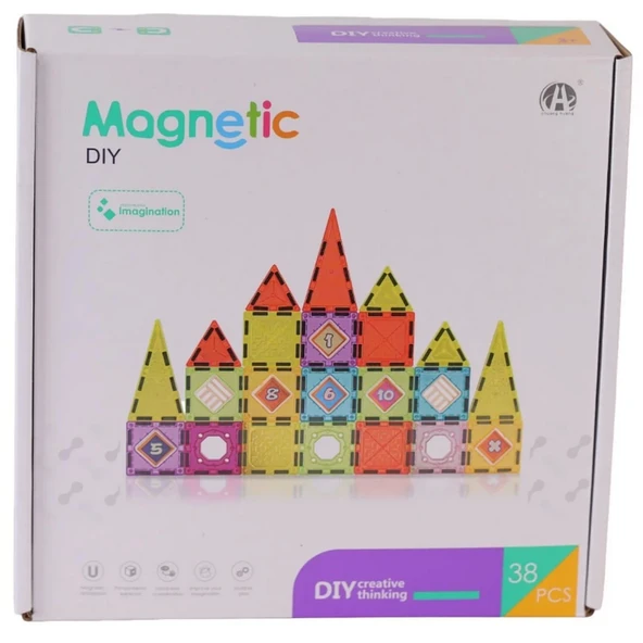 YUMURCAK TOYZ Magnetic Tiles 38 Parça Kız Erkek Çocuk Oyuncak Eğitici Oyuncaklar ürün görseli 1