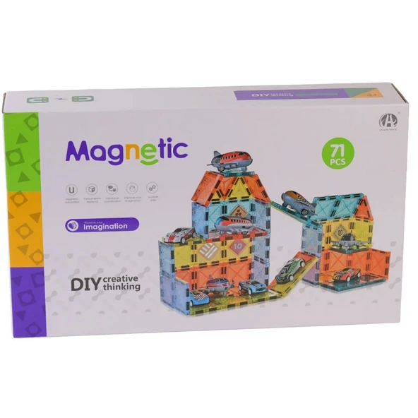 YUMURCAK TOYZ Magnetic Tiles 71 Parça Kız Erkek Çocuk Oyuncak Eğitici Oyuncaklar ürün görseli 1