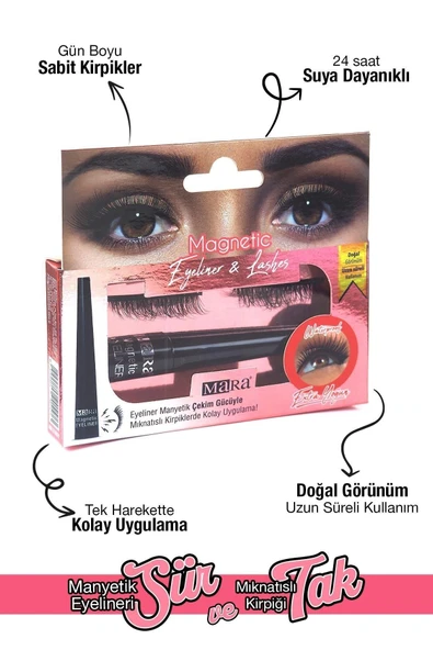MARA MIKNATISLI EYELINER& KIRPIK EXTRA YOGUN MAGNETİC EYELASHES&EYELINER EXTRA INTENSE ürün görseli 1