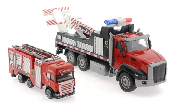 OMZ Die Cast Çek Bırak Vinçli Kurtarıcı ve Söndürücü İtfaiye Aracı Kız Erkek Çocuk Oyuncak Eğitici Oyunc ürün görseli 1