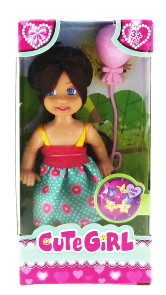 OMZ Cute Girl Pembe Balonlu Kumral Mini Bebek Kız Erkek Çocuk Oyuncak Eğitici Oyuncaklar ürün görseli 1