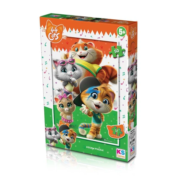 OMZ CAT 709 44 Kedi Puzzle 50 Parça - Ks Puzzle Kız Erkek Çocuk Oyuncak Eğitici Oyuncaklar ürün görseli 1