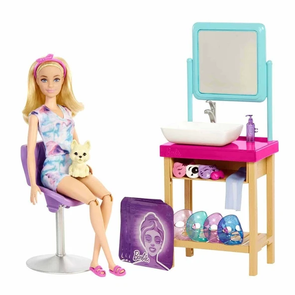 OMZ Barbie Işıltı Dolu Spa Günü Oyun Seti HCM82 Kız Erkek Çocuk Oyuncak Eğitici Oyuncaklar ürün görseli 1