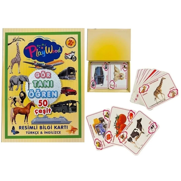 OMZ Playwood Gör-Tanı-Öğren Eğitici Resimli Bilgi Kartları Kız Erkek Çocuk Oyuncak Eğitici Oyuncaklar ürün görseli 1