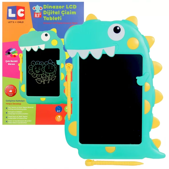 OMZ LCD Dijital Renkli Dinozor Çizim Tableti 8,5 İnç Kız Erkek Çocuk Oyuncak Eğitici Oyuncaklar ürün görseli 1