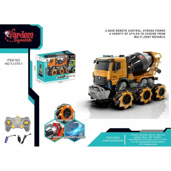 OMZ YJ-075-1 Uzaktan Kumandalı Full Fonksiyon 2.4G Işıklı ve Sesli Beton -Vardem Kız Erkek Çocuk Oyuncak ürün görseli 1