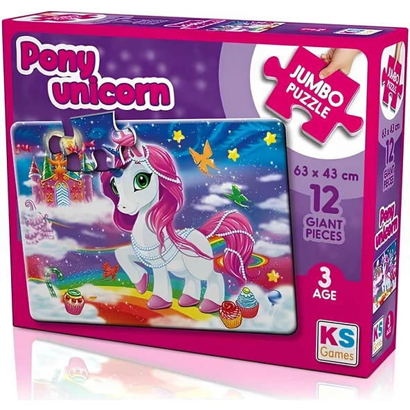 OMZ KS Games Pony Unicorn 12 Parça Jumbo Boy Puzzle Kız Erkek Çocuk Oyuncak Eğitici Oyuncaklar ürün görseli 1