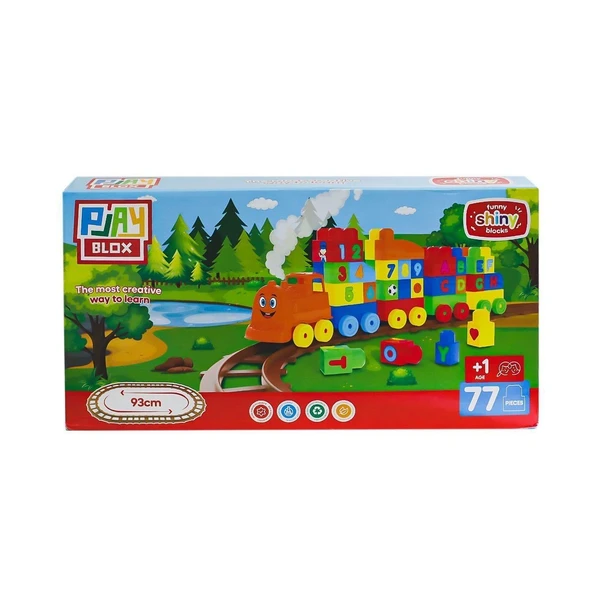 OMZ 2397 Playbox Tren Blok Seti 77 Parça Kız Erkek Çocuk Oyuncak Eğitici Oyuncaklar ürün görseli 1
