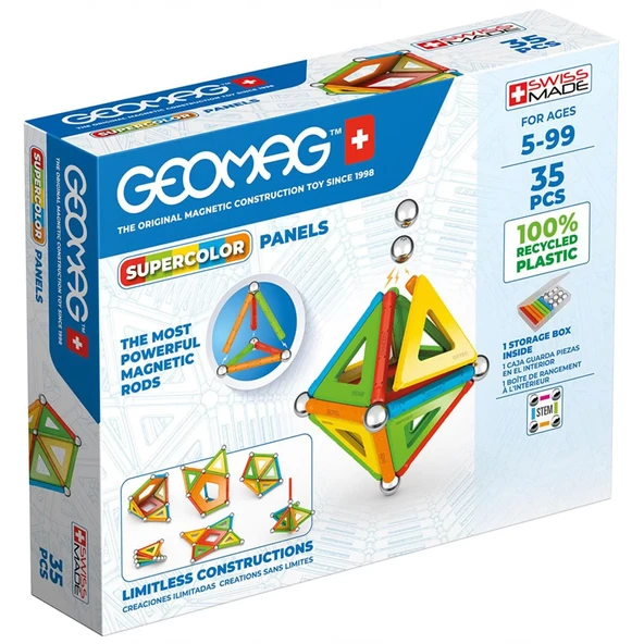 OMZ Geomag Supercolor Panels Manyetik Zeka Oyunu 35 Parça Kız Erkek Çocuk Oyuncak Eğitici Oyuncaklar ürün görseli 1