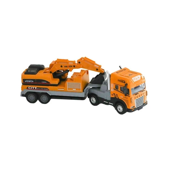 OMZ KLX800-248 Sürtmeli Işıklı Müzikli 1:24 Kazıcı Taşıyan Tır Kız Erkek Çocuk Oyuncak Eğitici Oyuncakla ürün görseli 1