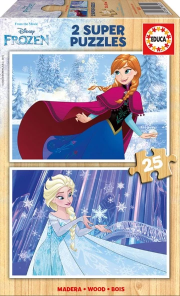 Educa 2x25 Parça Disney Frozen Ahşap Çocuk Yapboz ürün görseli 1