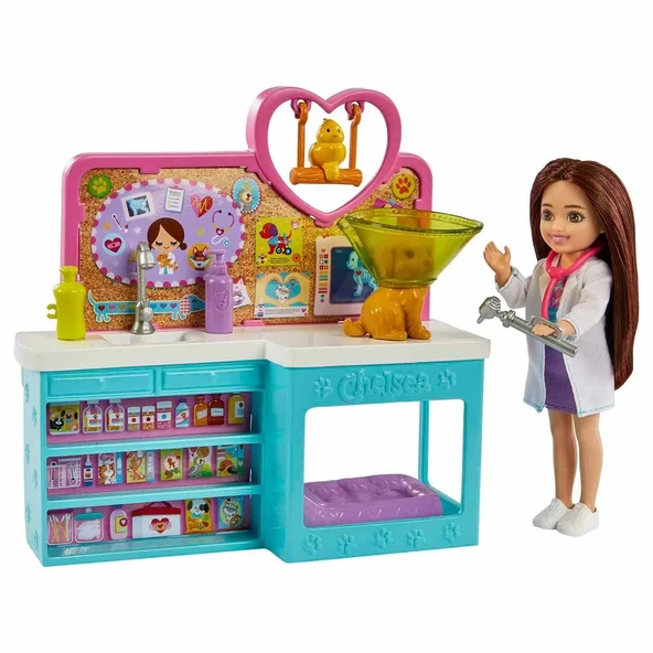 OMZ Barbie Chelsea Meslekleri Öğreniyor Veteriner Oyun Seti HGT12 Kız Erkek Çocuk Oyuncak Eğitici Oyunca ürün görseli 1