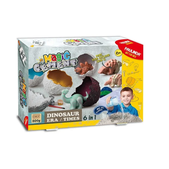 OMZ Paulinda Magic Cement Dinosaur Era / Times 6in1 Hobi Set 500 gr Kız Erkek Çocuk Oyuncak Eğitici Oyun ürün görseli 1