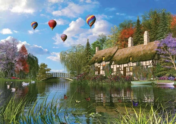 Ks Games 1000 Parça Old River Cottage Puzzle ürün görseli 1