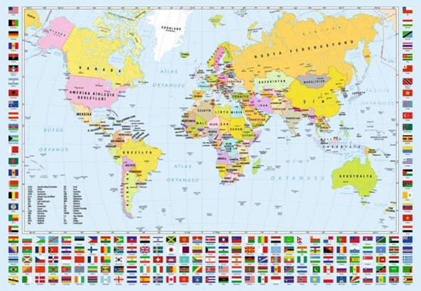Anatolian Dünya Haritası 260 Parça (World Map) Puzzle ürün görseli 1