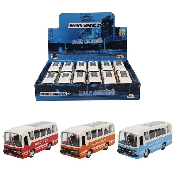 OMZ Maxx Wheels Sesli ve Işıklı Nostaljik Halk Otobüsü 15cm - 83166 - 1adet Fiyatıdır Kız Erkek Çocuk Oy ürün görseli 1