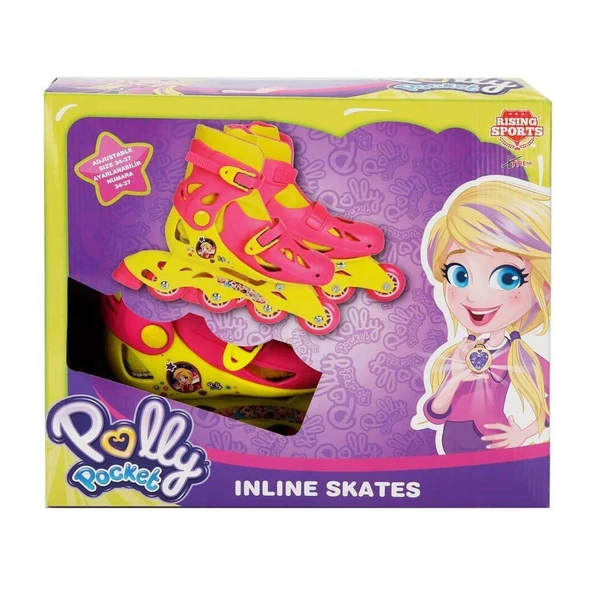 OMZ 02466 Polly Pocket Inline 4 Teker Paten 34-37 Kız Erkek Çocuk Oyuncak Eğitici Oyuncaklar ürün görseli 1