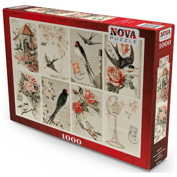 Nova 1000 Parça Kuşlar ve Çiçekler Kolaj Puzzle - Jodielee ürün görseli 1