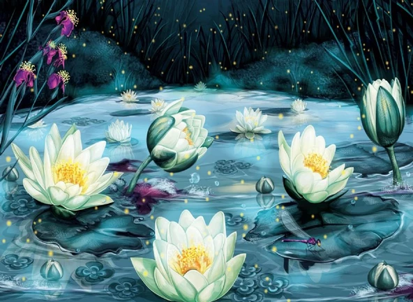 Nova Puzzle 1000 Parça Yıldızlı Gecede Lotus Çiçekleri ürün görseli 1