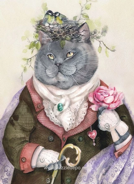 Nova Puzzle 1000 Parça Şair Ruhlu Sosyetik Kedi - Tatiana Plovetskaya ürün görseli 1