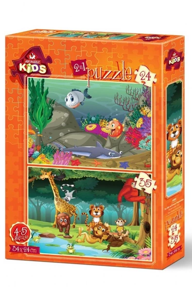 Art Kids 24+35 Parça Su Altı ve Orman Hayvanları Çocuk Puzzle ürün görseli 1