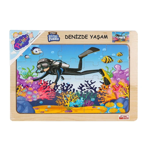 OMZ ONY-187-188-189-190 Ahşap Eğitici Puzzle Denizde Yaşam Kız Erkek Çocuk Oyuncak Eğitici Oyuncaklar ürün görseli 1