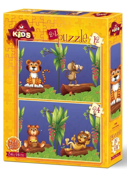 Art Kids Orman Dostları 2'li Çocuk Puzzle - 12+24 Parça ürün görseli 1
