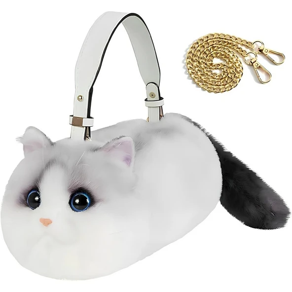 OMZ B&D Kedi El Çantası Kirli Beyaz Kız Erkek Çocuk Oyuncak Eğitici Oyuncaklar ürün görseli 1