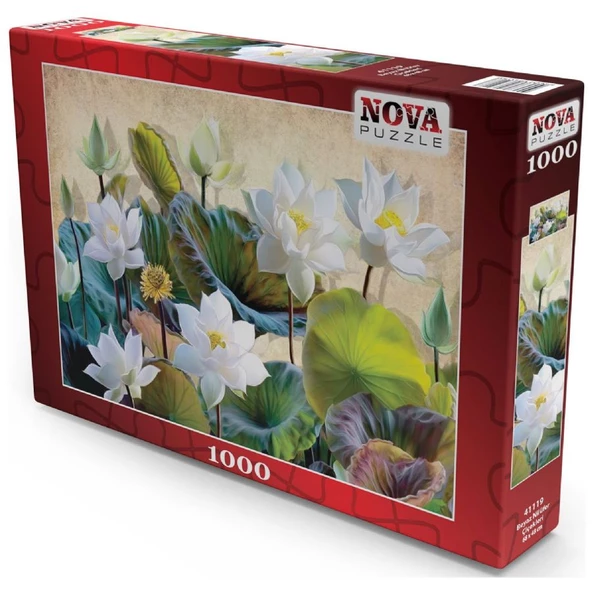 Nova Puzzle 1000 Parça Beyaz Nilüfer Çiçekleri Puzzle - Resim 2