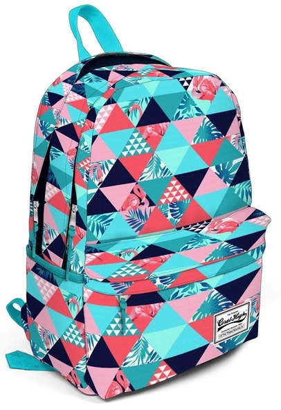 Coral High Üç Gözlü Flamingo Ekose Desenli Okul ve Günlük Sırt Çantası - 15,6 inc Laptop Bölmeli ürün görseli 1