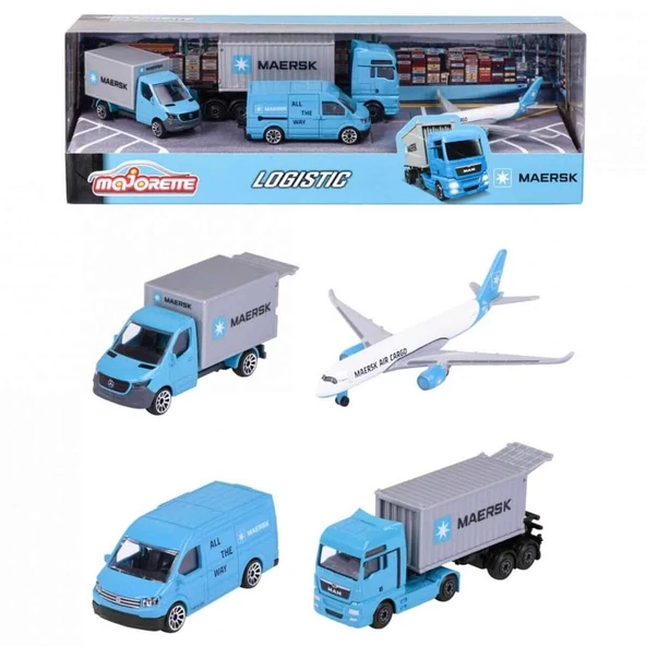 OMZ Majorette Maersk Temalı Lojistik 4'lü Koleksiyon Paketi Kız Erkek Çocuk Oyuncak Eğitici Oyuncaklar ürün görseli 1